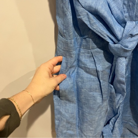 REISS Linen Ema Tie Front Sleeveless Romper - Picture 6 of 11